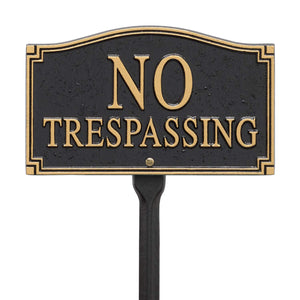 Whitehall 01424 - No Trespassing Statement Plaque - Wall/Lawn - Black/Gold