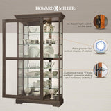 Howard Miller Tyler VI Curio Cabinet 680-638 - Aged Auburn Finish Home Decor, Six Glass Shelves, Seven Level Display Case, Locking Slide Door, No-Reach Light