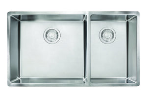 FRANKE CUX160 Cube 31.5-in. x 17.7-in. 18 Gauge Stainless Steel Undermount Double Bowl Kitchen Sink - CUX160 In Pearl