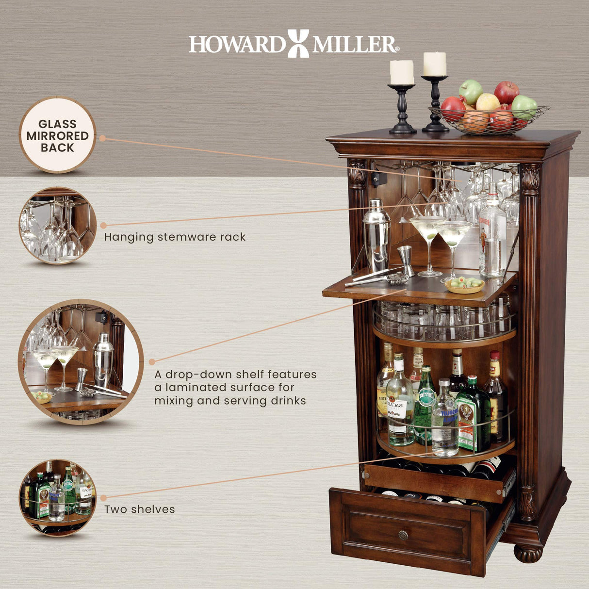 Howard Miller Cognac Wine Cabinet 695078