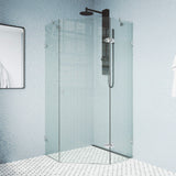 VIGO VG6061CHCL38 36.13" -36.13" W -73.38" H Frameless Hinged Neo-angle Shower Enclosure with Clear 0.38" Tempered Glass and Stainless Steel Hardware in Chrome Finish with Reversible Handle