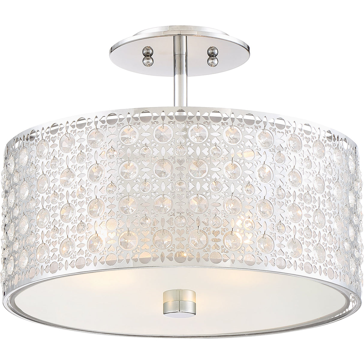 Quoizel PCVY1714C Verity Crystal Semi Flush Mount Ceiling Lighting, 3-Light, 300 Watts, Polished Chrome (12"H x 15"W)