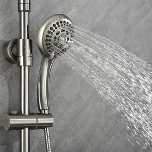 PULSE ShowerSpas 7001-BN Riviera Shower System with 8" Rain Showerhead, 3 Body Sprays, 5-Function Hand Shower, Brushed Nickel Finish