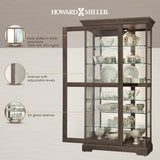 Howard Miller Tyler VI Curio Cabinet 680-638 - Aged Auburn Finish Home Decor, Six Glass Shelves, Seven Level Display Case, Locking Slide Door, No-Reach Light