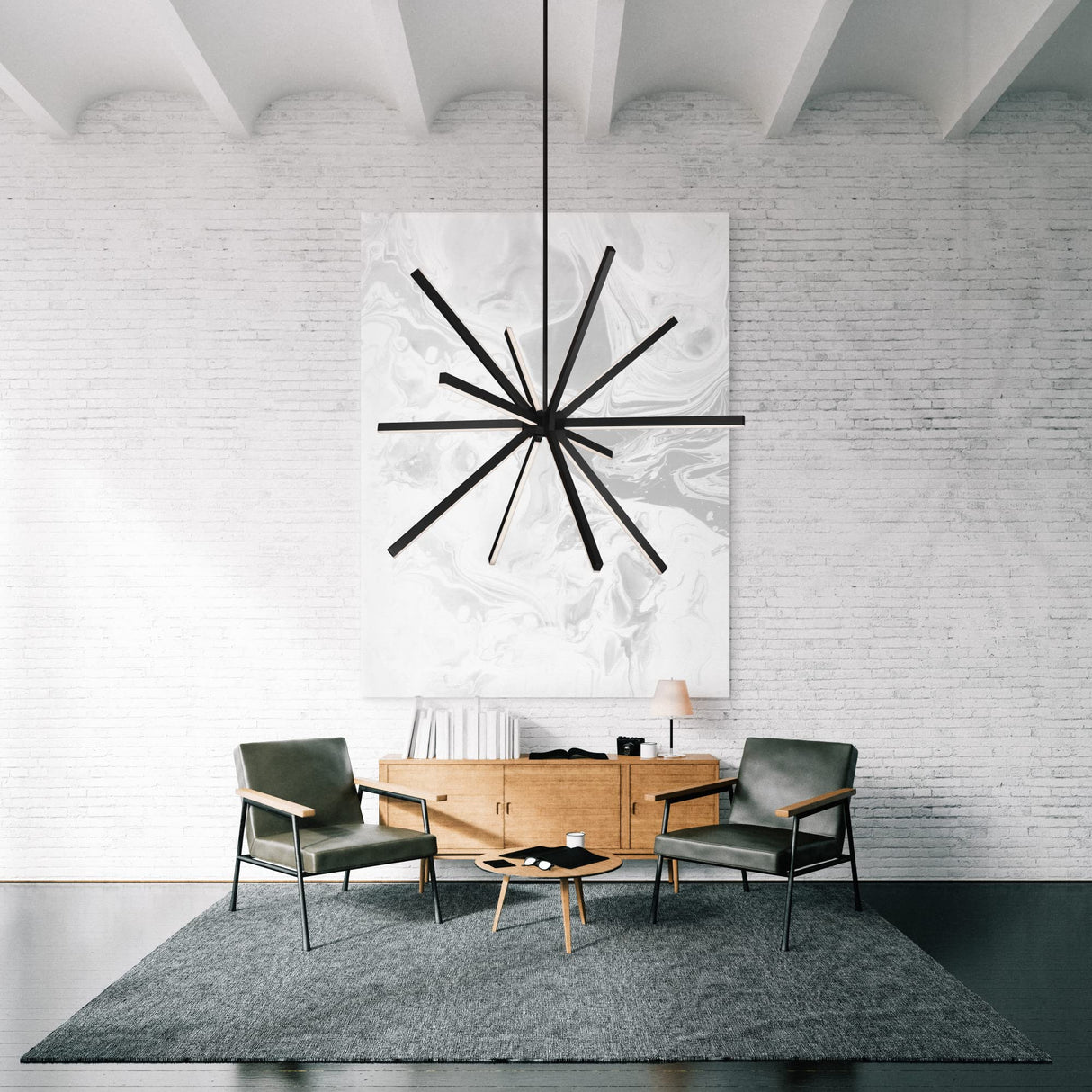 Kuzco CH14348-BN SIRIUS 48" CH Brushed Nickel 120V TRIAC/ELV LED 3000K 90CRI 48W