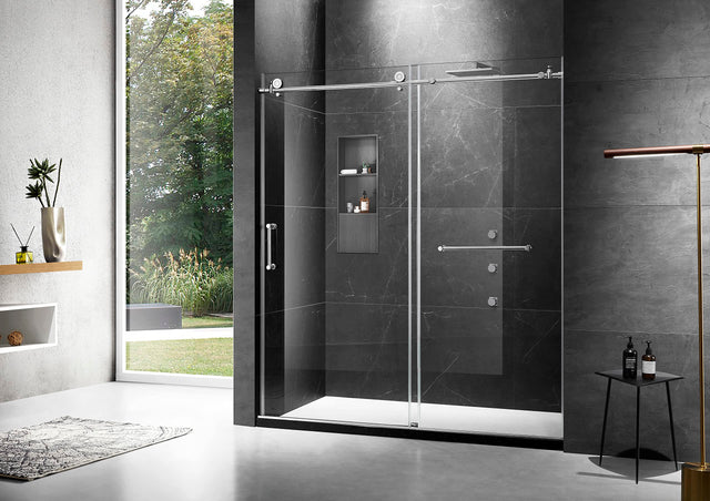 Elegant 66'' * 76'' Frameless Shower Door (Brushed Nickel)