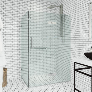VIGO 30 in. x 46 in. x 73 in. Monteray Frameless Hinged Rectangle Shower Enclosure with Clear 0.38" Tempered Glass and Hardware in Chrome Finish with Reversible Handle - VG6011CHCL48