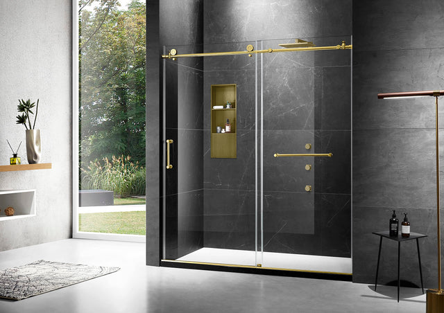 Elegant 48'' * 76'' Frameless Shower Door with Finish in Gold