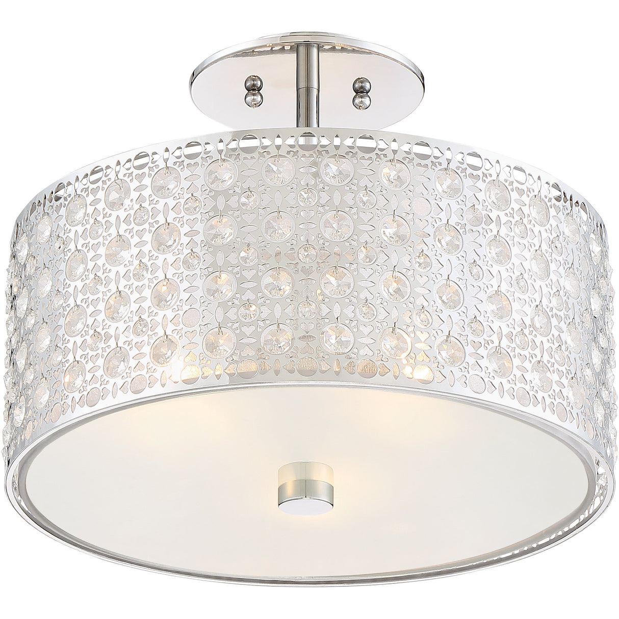 Quoizel PCVY1714C Verity Crystal Semi Flush Mount Ceiling Lighting, 3-Light, 300 Watts, Polished Chrome (12"H x 15"W)