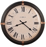 Howard Miller Atwater Wall Clock 625-498 - Vintage Metal Clock with Dark Rubbed Bronze Finish, Aged Bronze Accents at (3,6,9,12 Positions), Quartz Movement