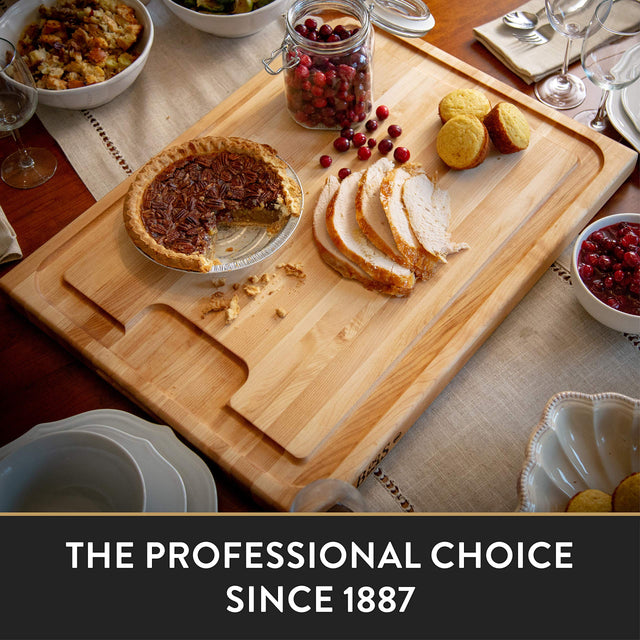 John Boos Au Jus Maple Wood Cutting Board for Kitchen Prep, 18 x 24 Inches, 1.5 Inches Thick Edge Grain Charcuterie Boos Block with Juice Grooves