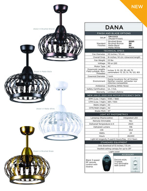 Matthews Fan DM-BB Dana ceiling fan pendant in Brushed Bronze finish.