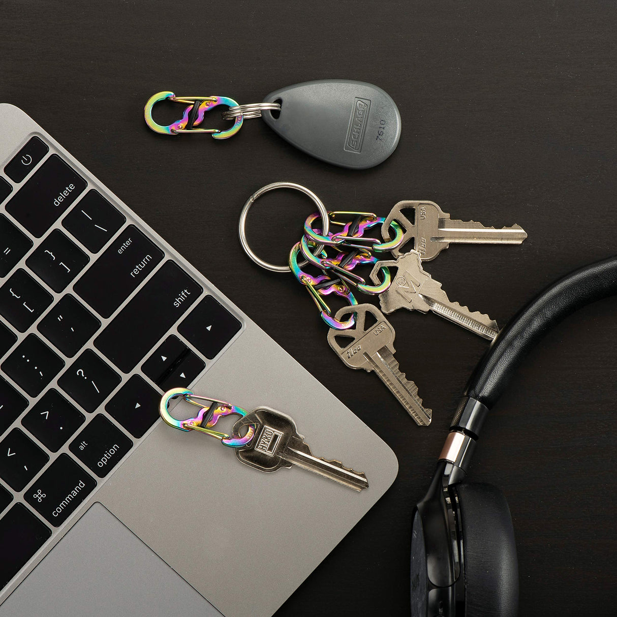 Nite Ize S-Biner MicroLock Aluminum, Locking Keychain Carabiner, 5 Pack, Assorted Colors