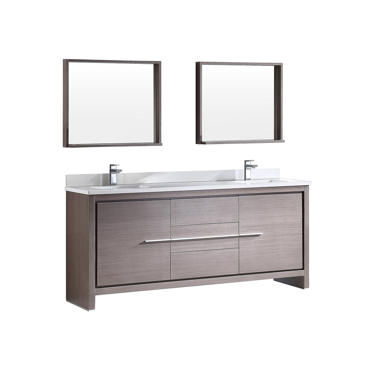 Fresca FVN8172GO Fresca Allier 72" Gray Oak Modern Double Sink Bathroom Vanity w/ Mirror