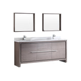 Fresca FVN8172GO Fresca Allier 72" Gray Oak Modern Double Sink Bathroom Vanity w/ Mirror