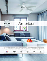 Matthews Fan AM-USA-WH-52 America 3-speed ceiling fan in gloss white finish with 52" white blades. Assembled in USA.