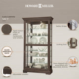 Howard Miller Tyler VI Curio Cabinet 680-638 - Aged Auburn Finish Home Decor, Six Glass Shelves, Seven Level Display Case, Locking Slide Door, No-Reach Light