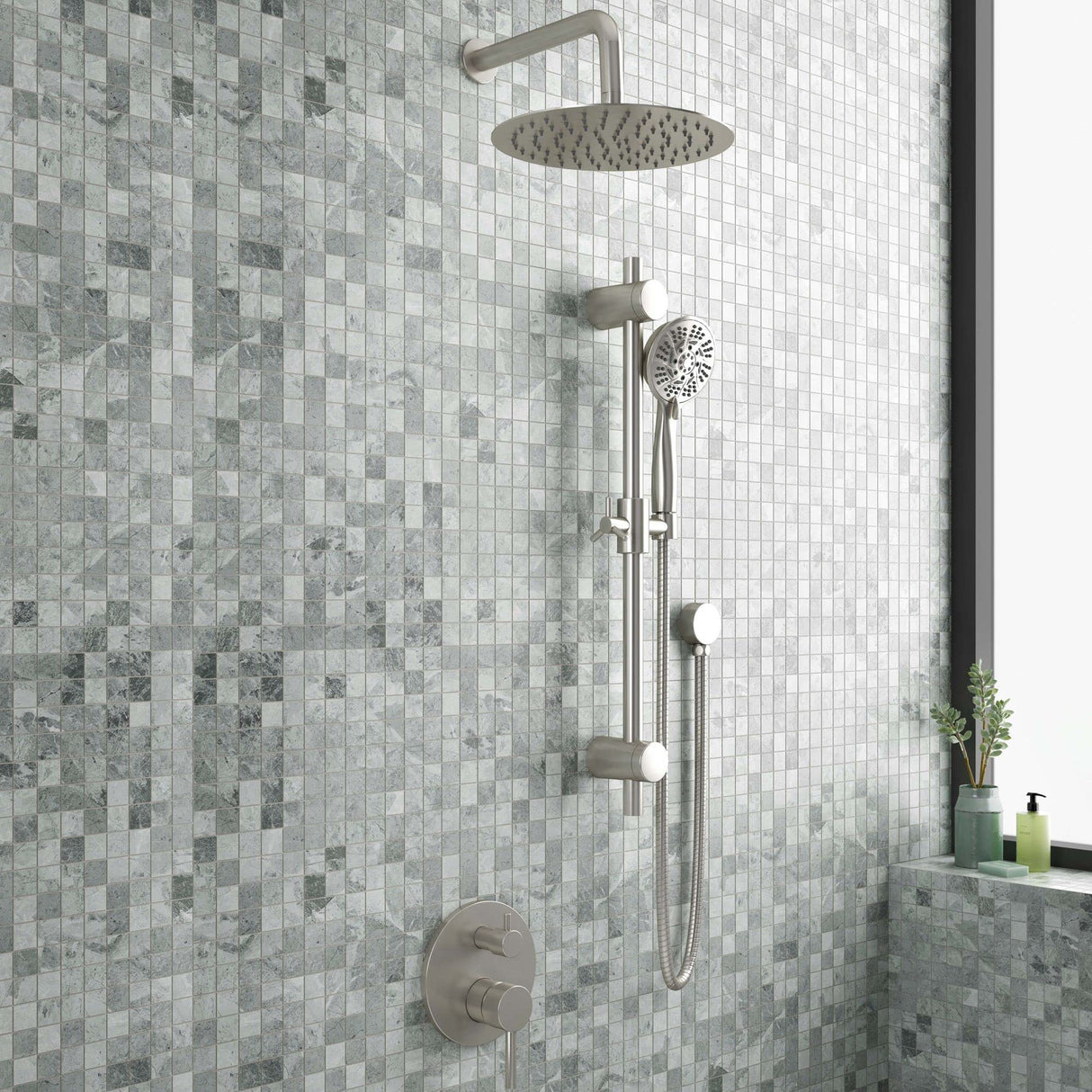 PULSE ShowerSpas 3006-BN-1.8GPM Brushed-Nickel Combo Shower System, 1.8 GPM