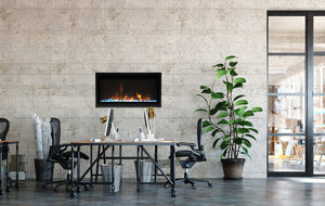 Amantii BI-30-XTRASLIM Panorama Xtraslim Full View Smart Electric  - 30" Indoor /Outdoor WiFi Enabled  Fireplace, featuring a MultiFunction Remote, Multi Speed Flame Motor, Glass Media & a Black Trim