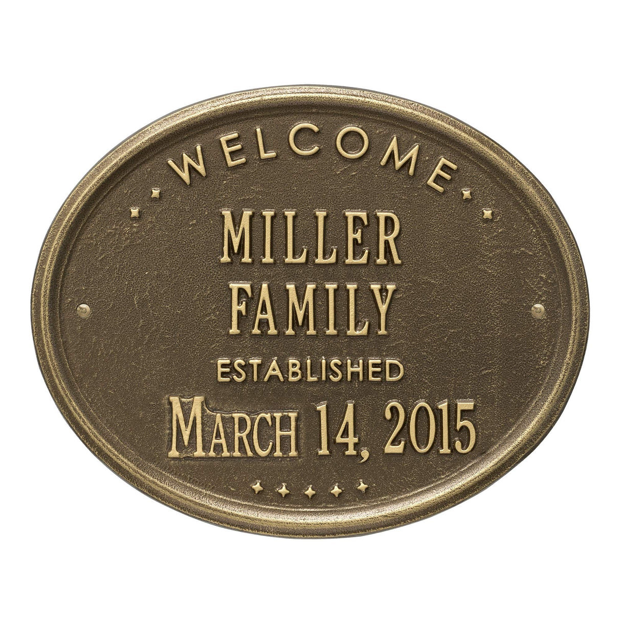 Whitehall 1398AB - Welcome Oval "Family" Established - Standard Wall - Two Line - Antique Brass