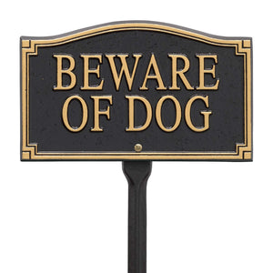 Whitehall 01421 - "Beware of Dog" Statement Marker -Wall/Lawn - Black/Gold