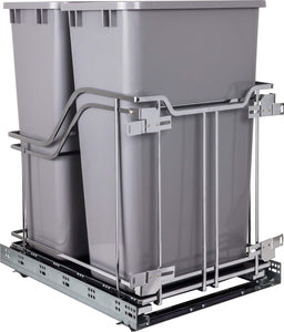 Hardware Resources SWS-MBMD50GPC Double 50 Quart Polished Chrome STORAGE WITH STYLE® Metal Soft-close Trashcan Pullout