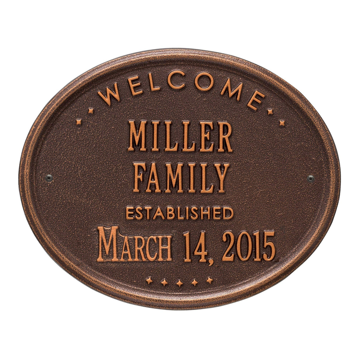 Whitehall 1398AC - Welcome Oval "Family" Established - Standard Wall - Two Line - Antique Copper