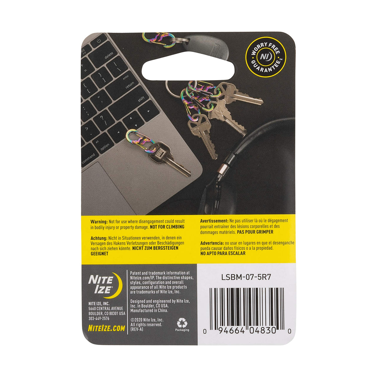 Nite Ize S-Biner MicroLock Aluminum, Locking Keychain Carabiner, 5 Pack, Assorted Colors