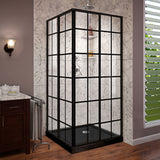 DreamLine French Corner 42 in. D x 42 in. W x 74 3/4 in. H Framed Sliding Shower Enclosure in Satin Black and Black Acrylic Base, DL-6790-09