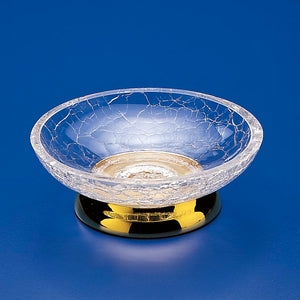 Round Crackled Crystal Glass Soap Dish