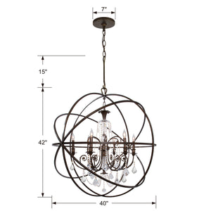 Solaris 6 Light English Bronze Chandelier 9219-EB-CL-MWP