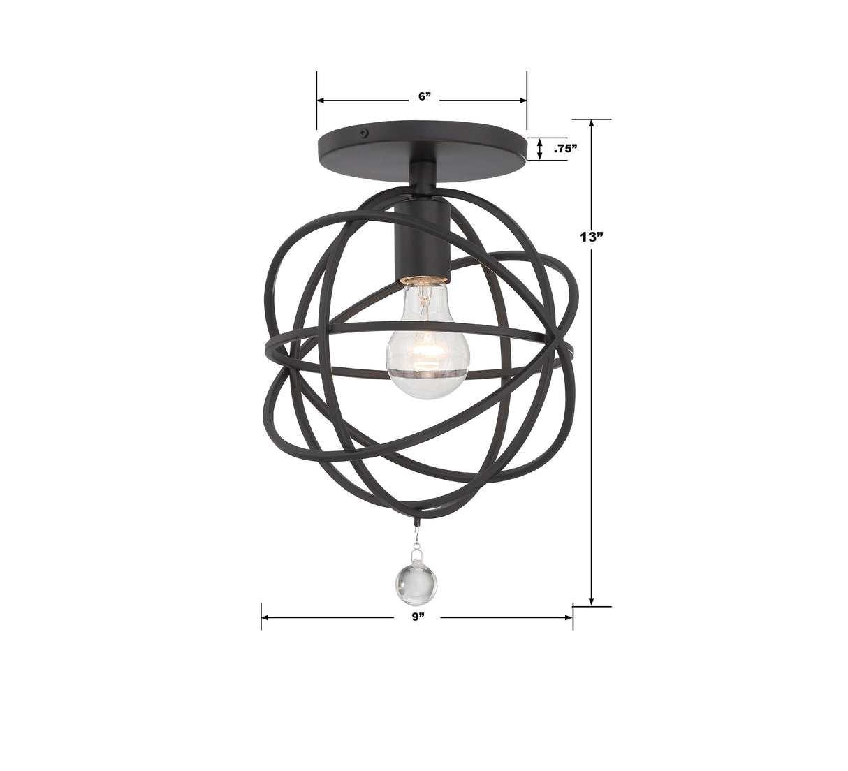 Solaris 1 Light Black Semi Flush Mount 9220-BK_CEILING