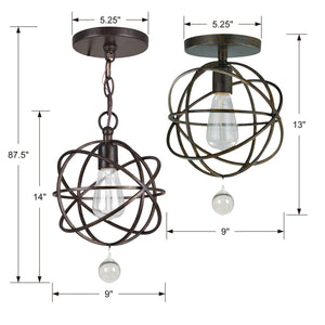 Solaris 1 Light Black Semi Flush Mount 9220-BK_CEILING