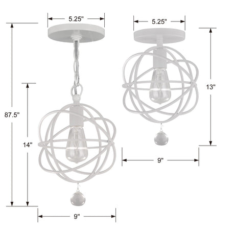 Solaris 1 Light Wet White Semi Flush Mount 9220-WW_CEILING
