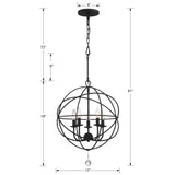 Solaris 5 Light Black Mini Chandelier 9224-BK