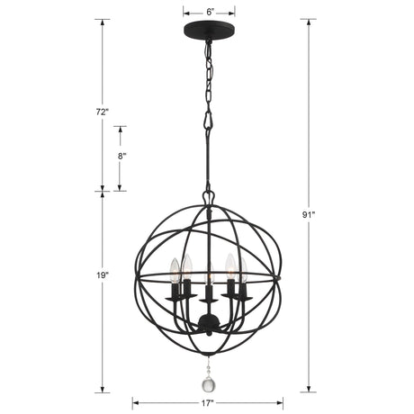 Solaris 5 Light Black Mini Chandelier 9224-BK