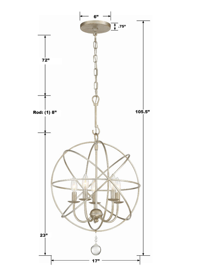 Solaris 5 Light Black Mini Chandelier 9224-BK