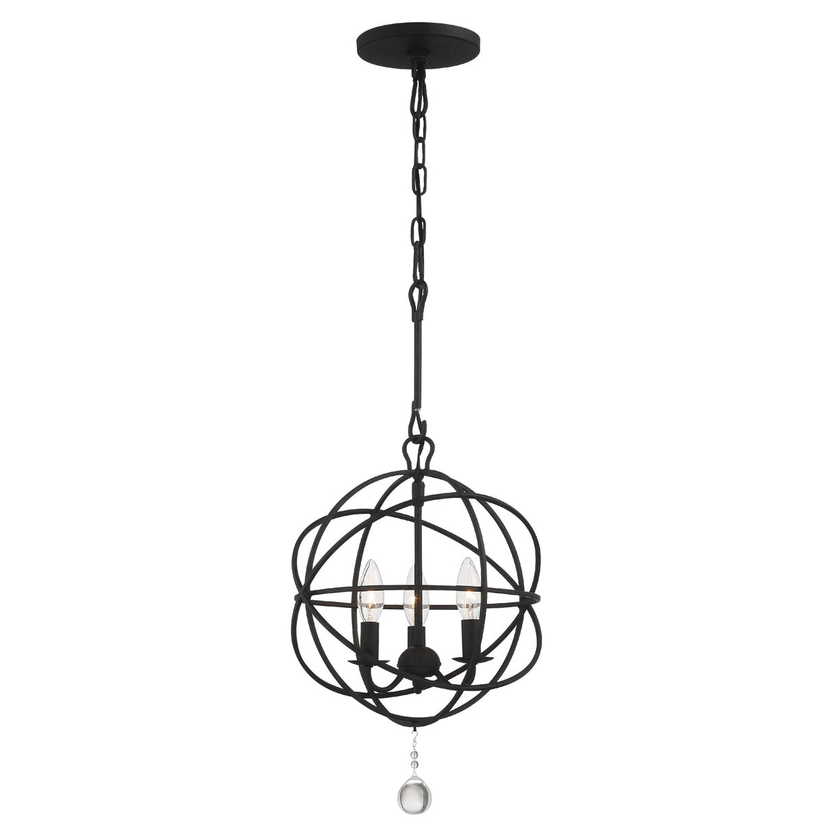 Solaris 3 Light Black Mini Chandelier 9225-BK