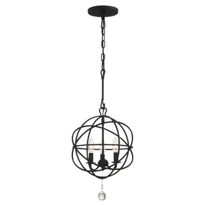 Solaris 3 Light Black Mini Chandelier 9225-BK