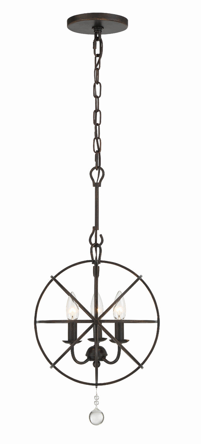 Solaris 3 Light Black Mini Chandelier 9225-BK