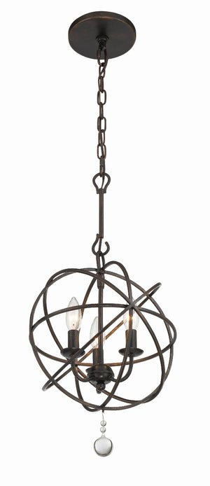 Solaris 3 Light Black Mini Chandelier 9225-BK