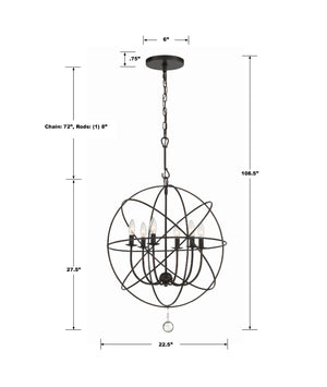 Solaris 6 Light Black Chandelier 9226-BK