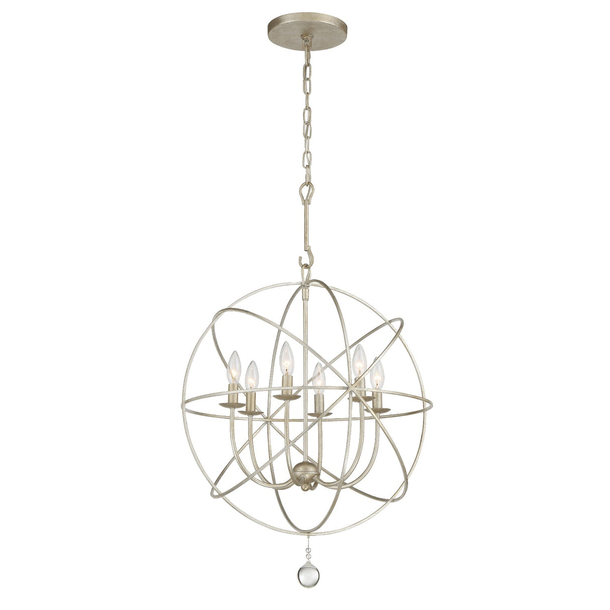 Solaris 6 Light Olde Silver Sphere Chandelier 9226-OS