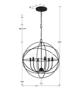 Solaris 6 Light Black Sphere Chandelier 9228-BK