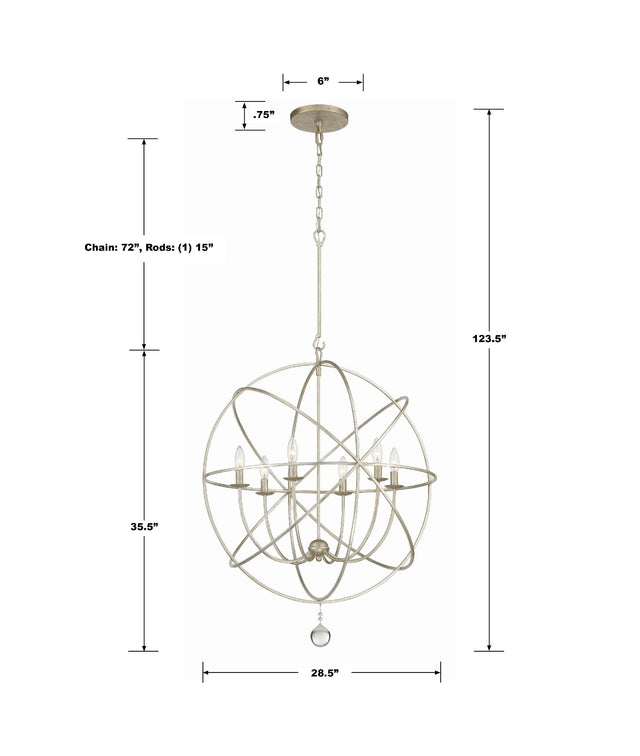 Solaris 6 Light Black Sphere Chandelier 9228-BK