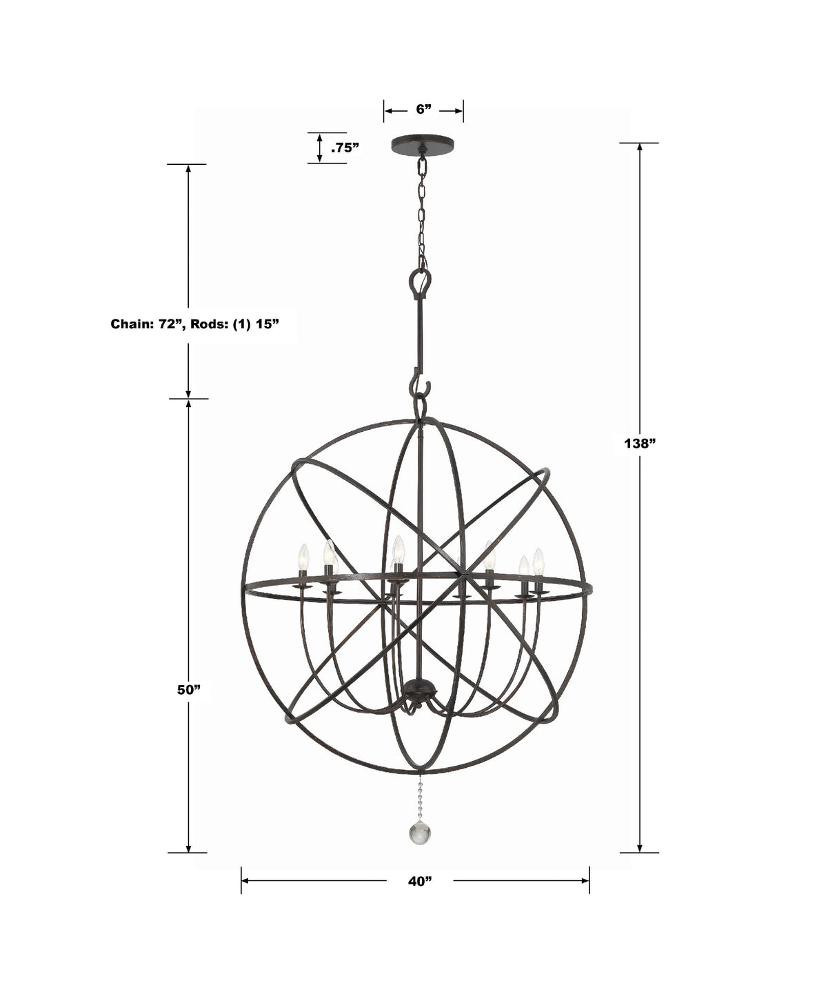 Solaris 9 Light English Bronze Sphere Chandelier 9229-EB