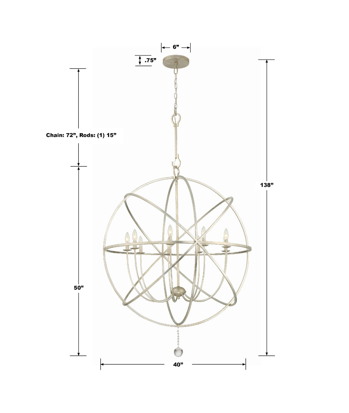 Solaris 9 Light English Bronze Sphere Chandelier 9229-EB