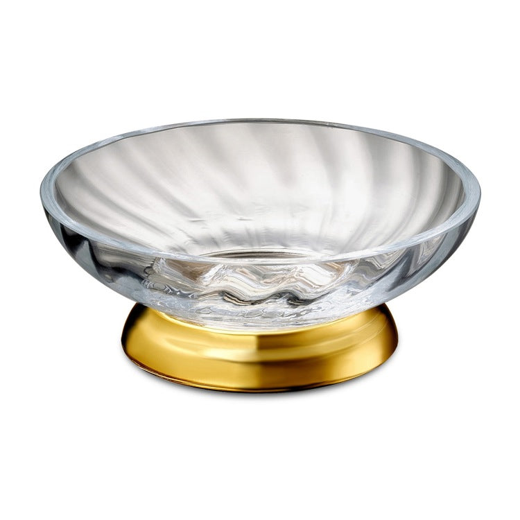 Gold Finished Twisted Glass Soap Dish