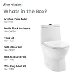 Ivy One Piece Toilet Dual Vortex™ Flush, Black Hardware 1.1/1.6 gpf