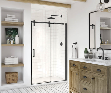 MAAX 137680-900-340-000 Outback 43 ¼ - 46 ½ x 70 ½ in. 8mm Sliding Shower Door for Alcove Installation with Clear glass in Matte Black